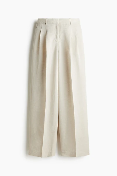 Linen-Blend Dress Pants