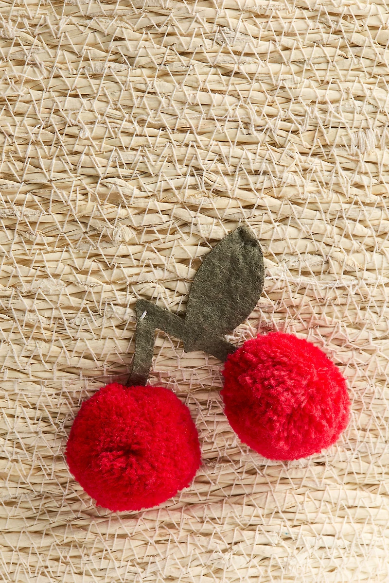 Grand panier en jonc de mer avec pompons