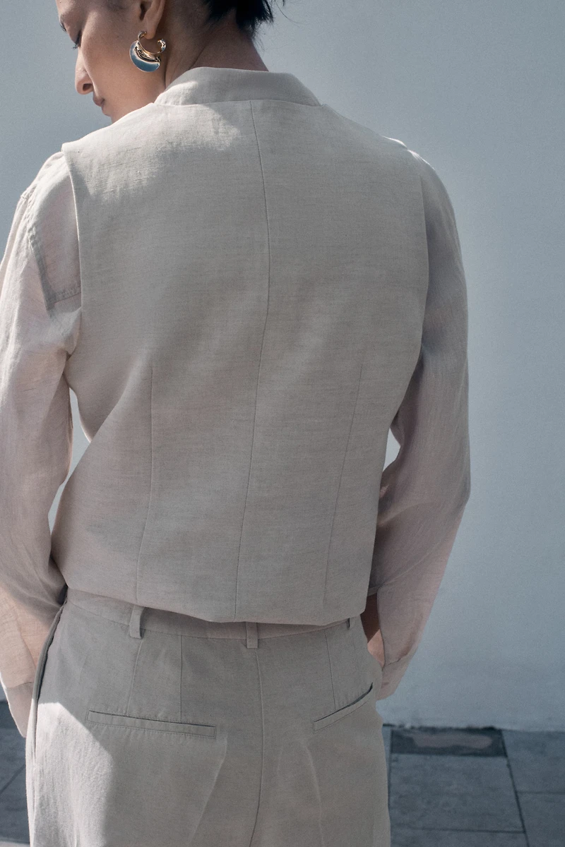 Pantalon large en lin mélangé