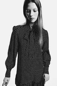 Bow-Collar Tunic Dress