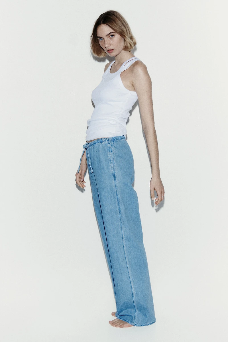 Pantalon en denim avec cordon de serrage