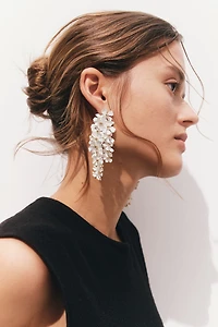 Flower-Detail Cluster Earrings