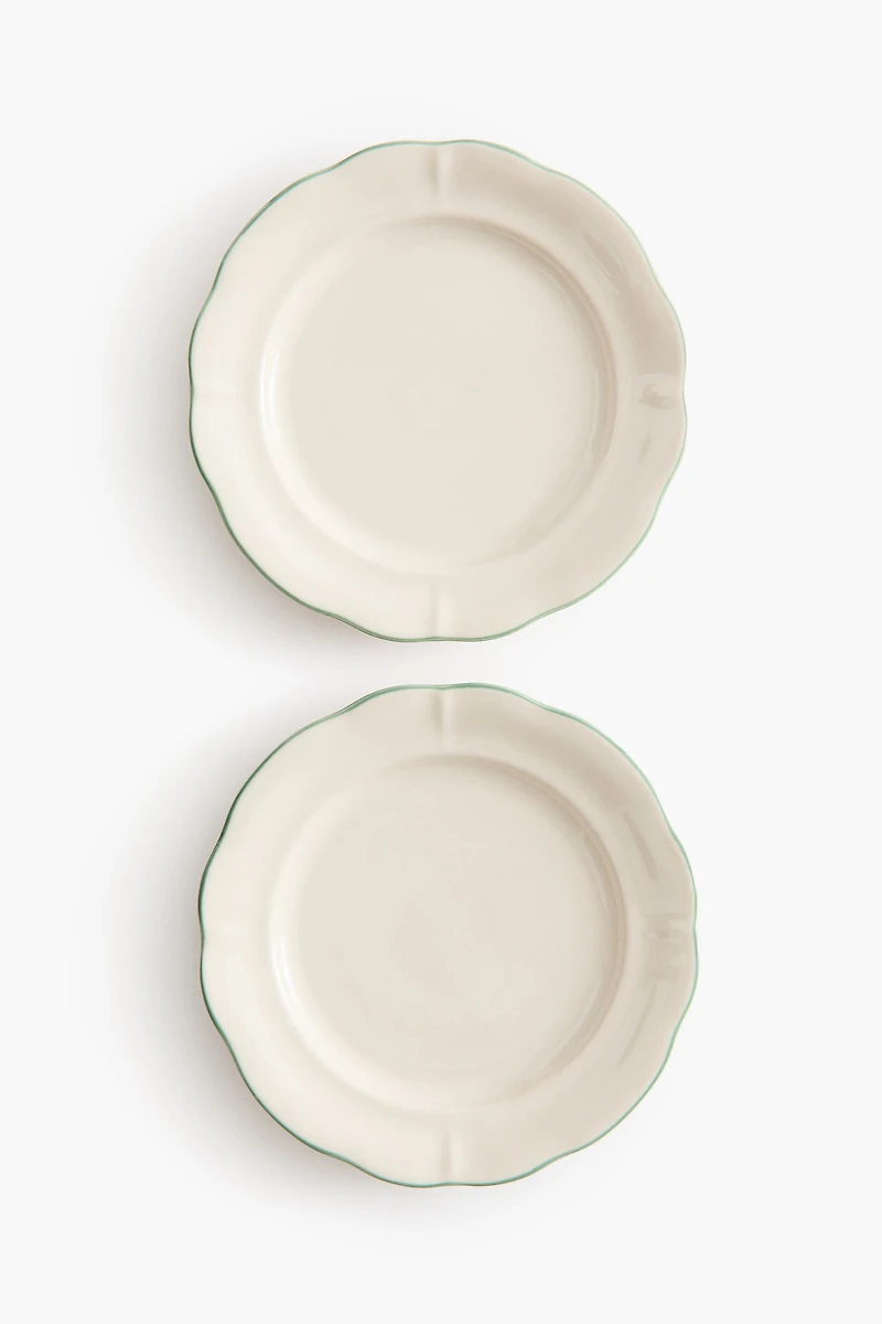 Lot de 2 grandes assiettes en grès cérame