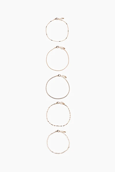5-Pack Chain Anklets