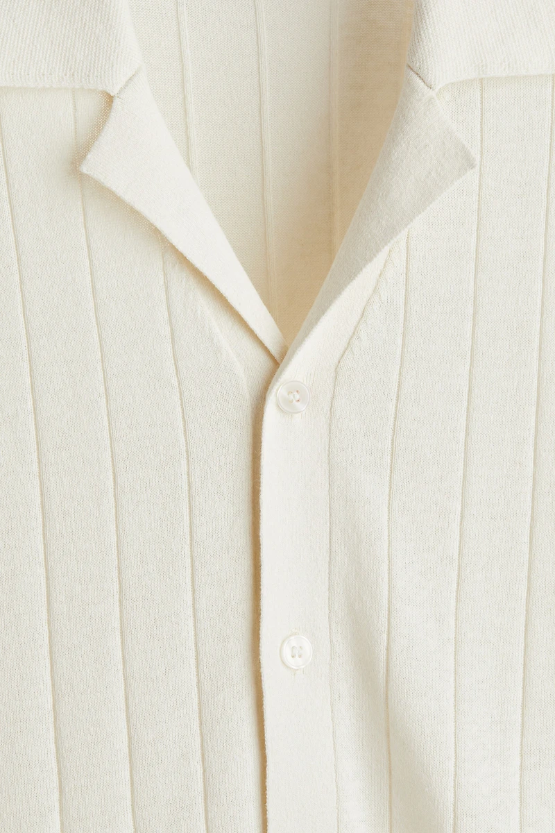 Chemise coupe classique lin mélangé à col cubain