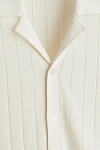 Chemise coupe classique lin mélangé à col cubain