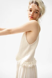 Fringe-Trimmed Knit Top