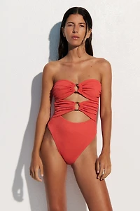 Padded-Cup Bandeau Swimsuit