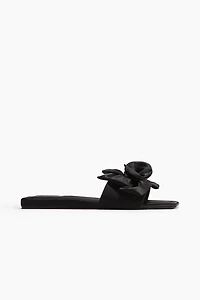 Appliquéd Satin Sandals