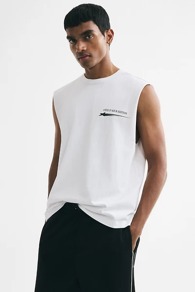 Loose-Fit Printed Sleeveless T-Shirt
