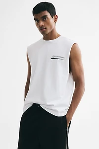 Loose-Fit Printed Sleeveless T-Shirt