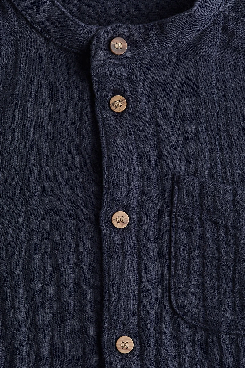 Cotton Muslin Henley Shirt