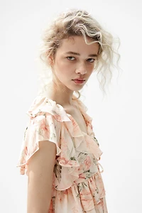 Flounced Tie-Front Blouse