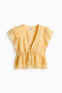Ruffle-Trimmed Chiffon Top