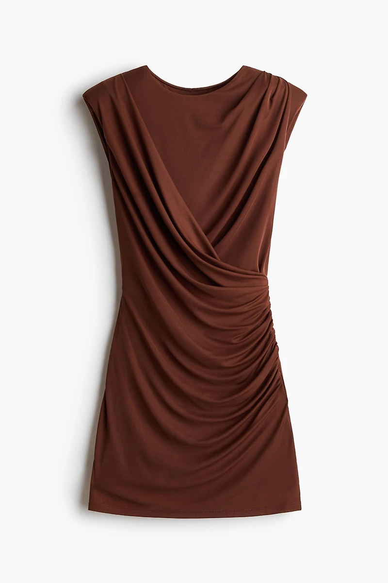 Draped Dress with Shoulder Pads