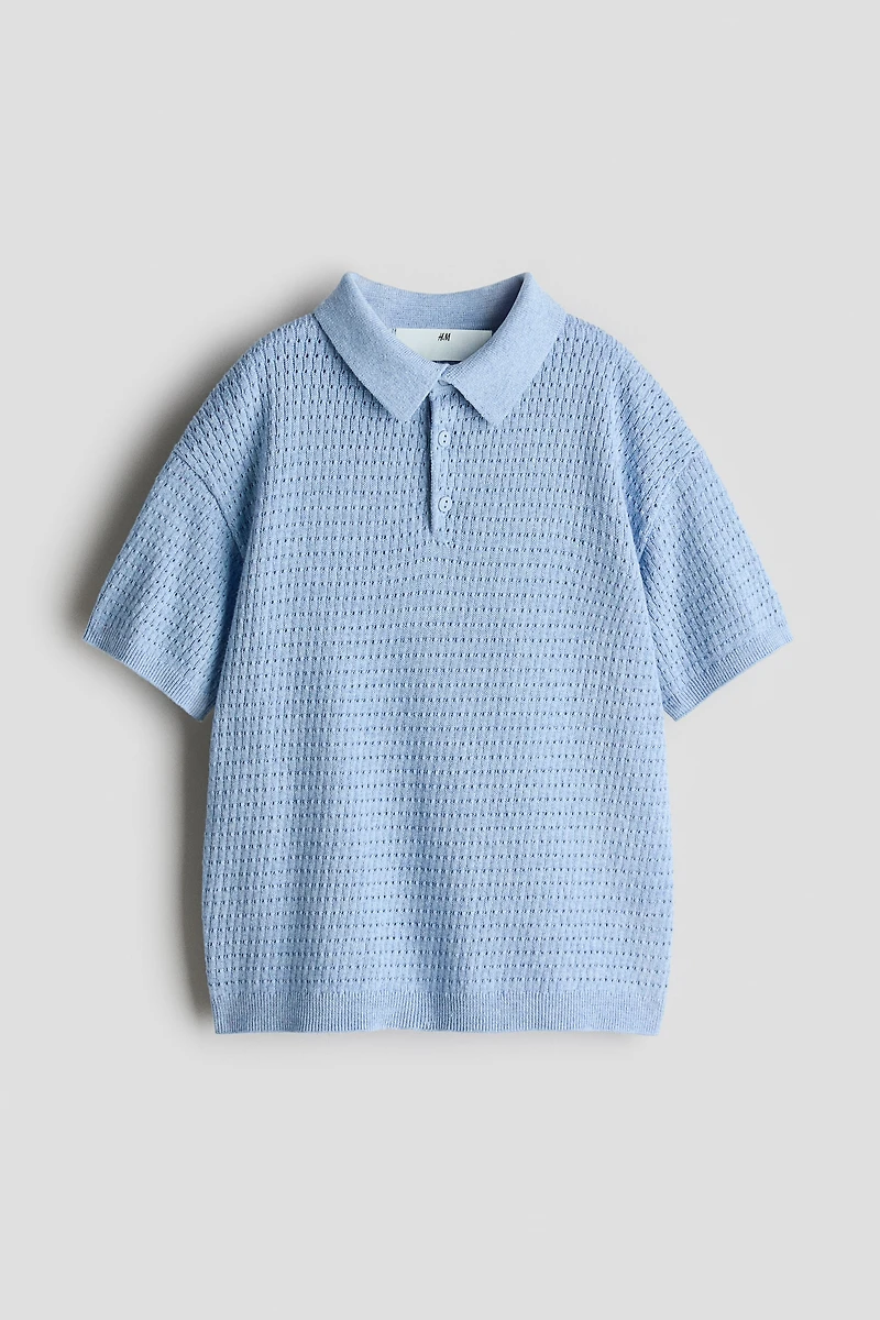 Pointelle-Knit Cotton Polo Shirt