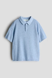 Pointelle-Knit Cotton Polo Shirt