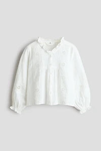 Cotton Blouse with Eyelet Embroidery