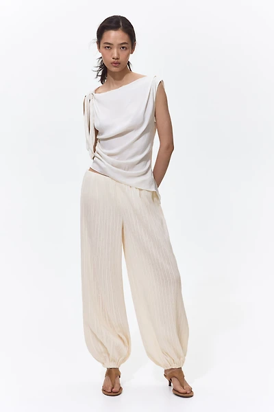 Crinkled Balloon-Leg Pants