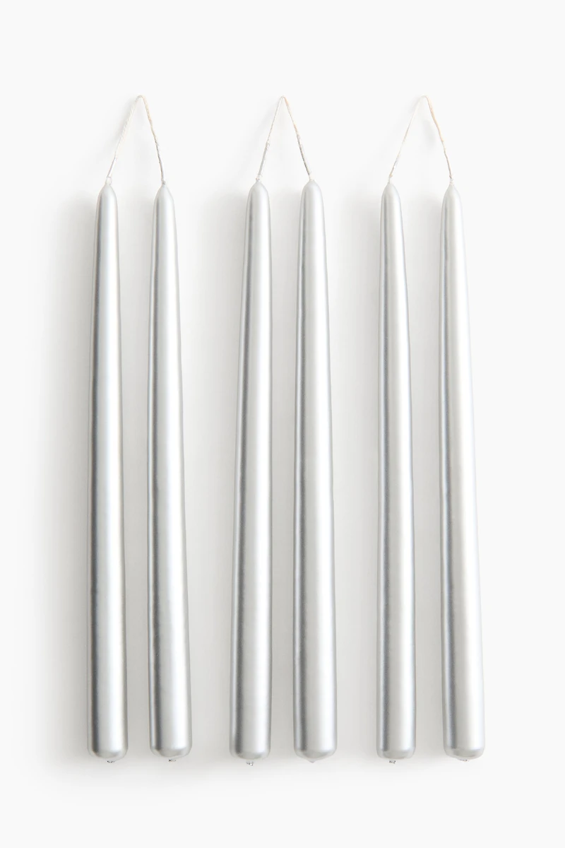 6-Pack Metallic Taper Candles