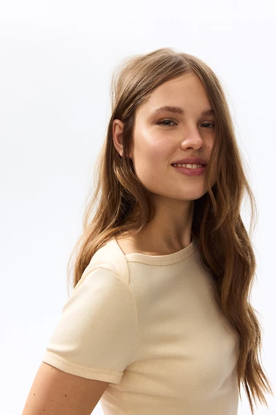 Ribbed Boat-Neck Top