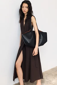 Robe portefeuille en lin mélangé