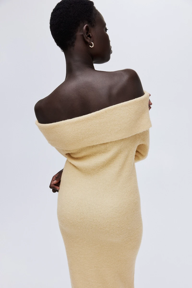 Fine-Knit Off-the-Shoulder Dress