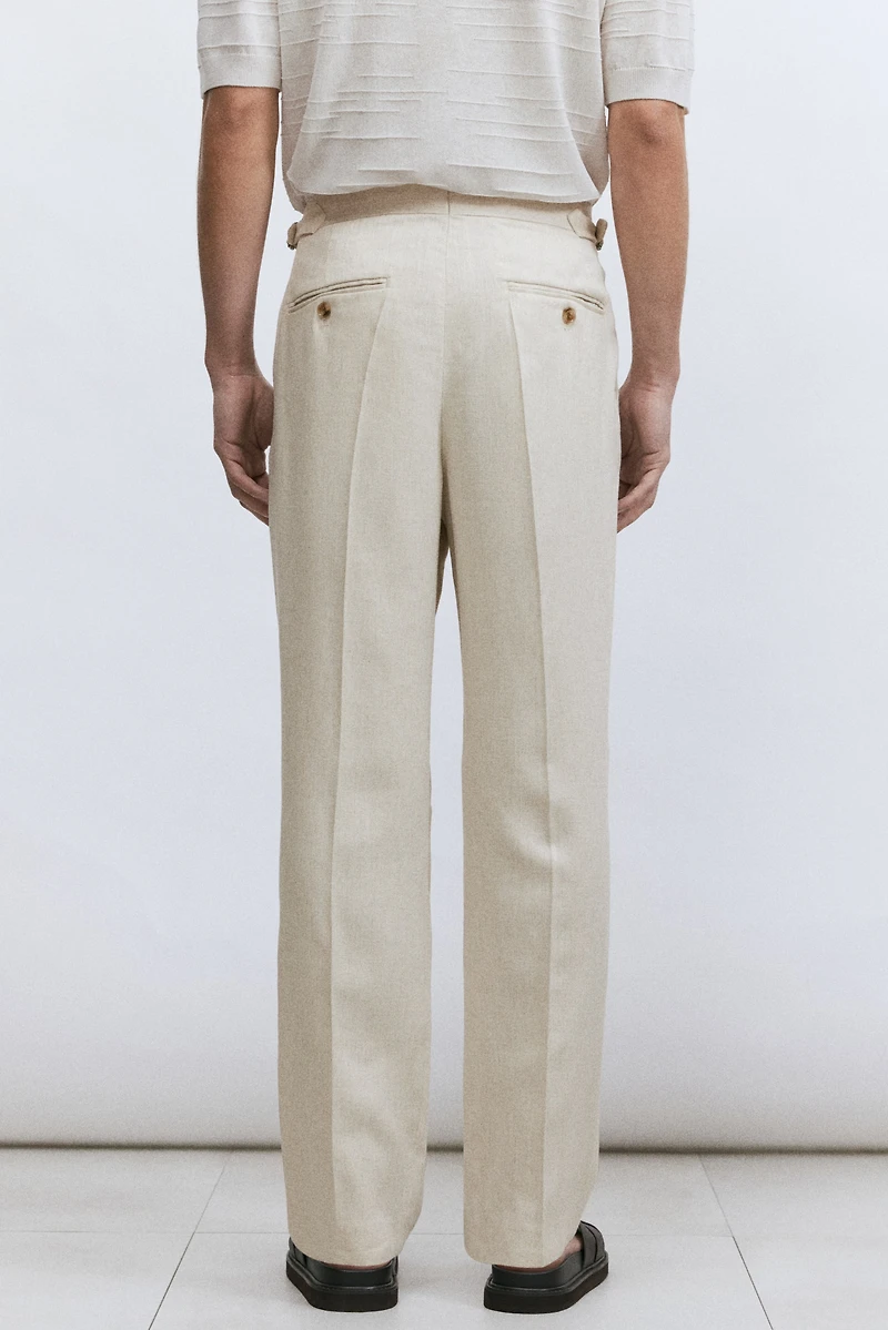 Pantalon d'habit coupe classique en lin mélangé