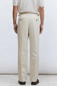Pantalon d'habit coupe classique en lin mélangé
