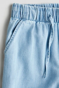 Cropped Denim-Look Pants