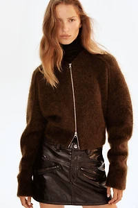 Mohair-Blend Cardigan with Zipper