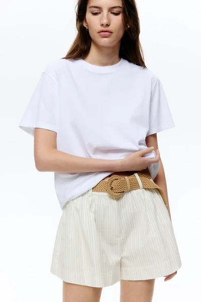 Belted Cotton Shorts