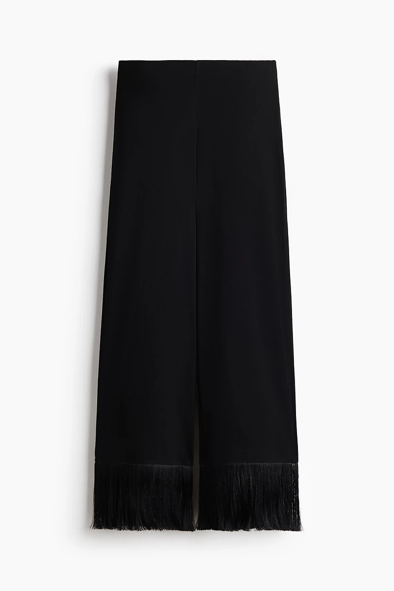 Fringe-Trimmed Jersey Pants