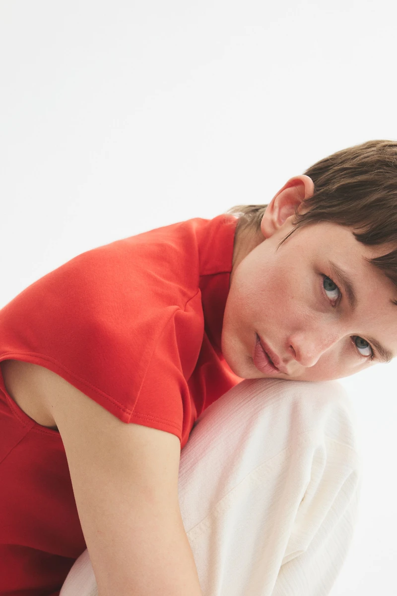 Stand-Up Collar Jersey Top