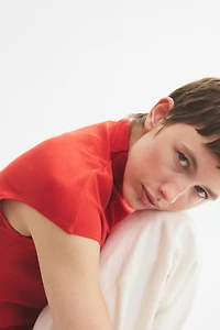 Stand-Up Collar Jersey Top