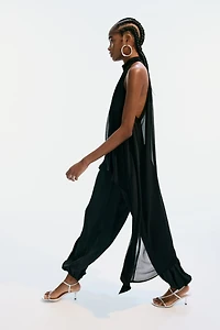 Draped-Panel Balloon-Leg Pants