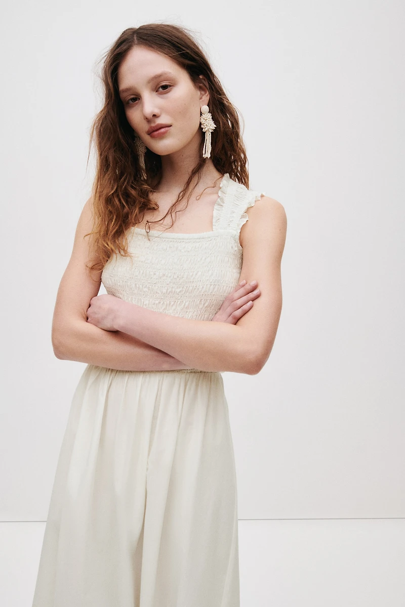 Robe smockée en popeline