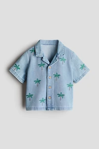 Embroidered-Detail Denim Shirt