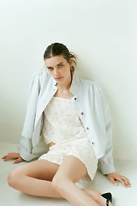 Short à cordon en tissu jacquard