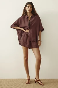 Shorts with Eyelet Embroidery