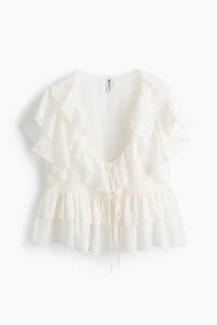 Blouse à volant avec liens nouer