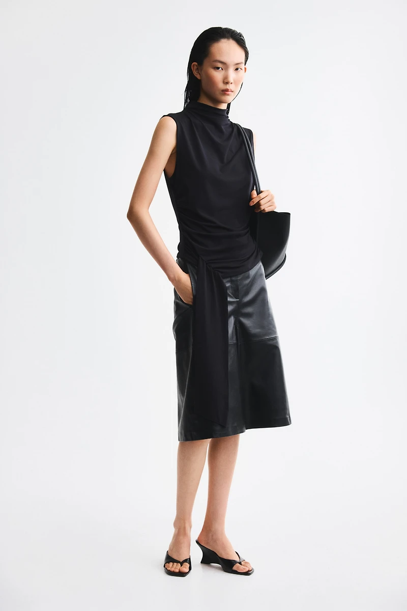 Draped-Panel Jersey Top