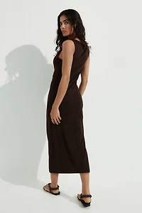 Ribbed Jersey Midi Dress