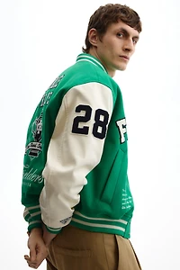 Motif-Detail Baseball Jacket