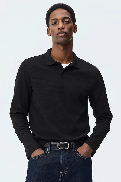 Slim-Fit Long-Sleeved Polo Shirt