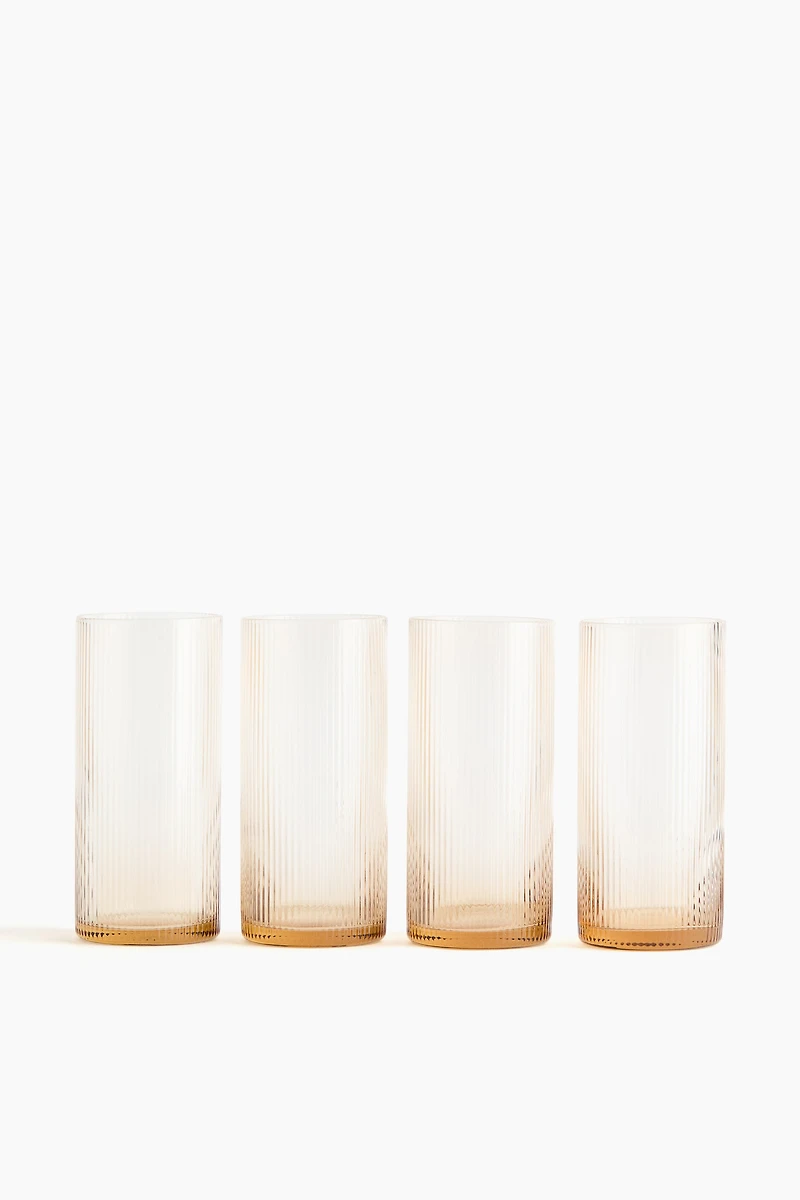 4-Pack Fluted Highball Glasses