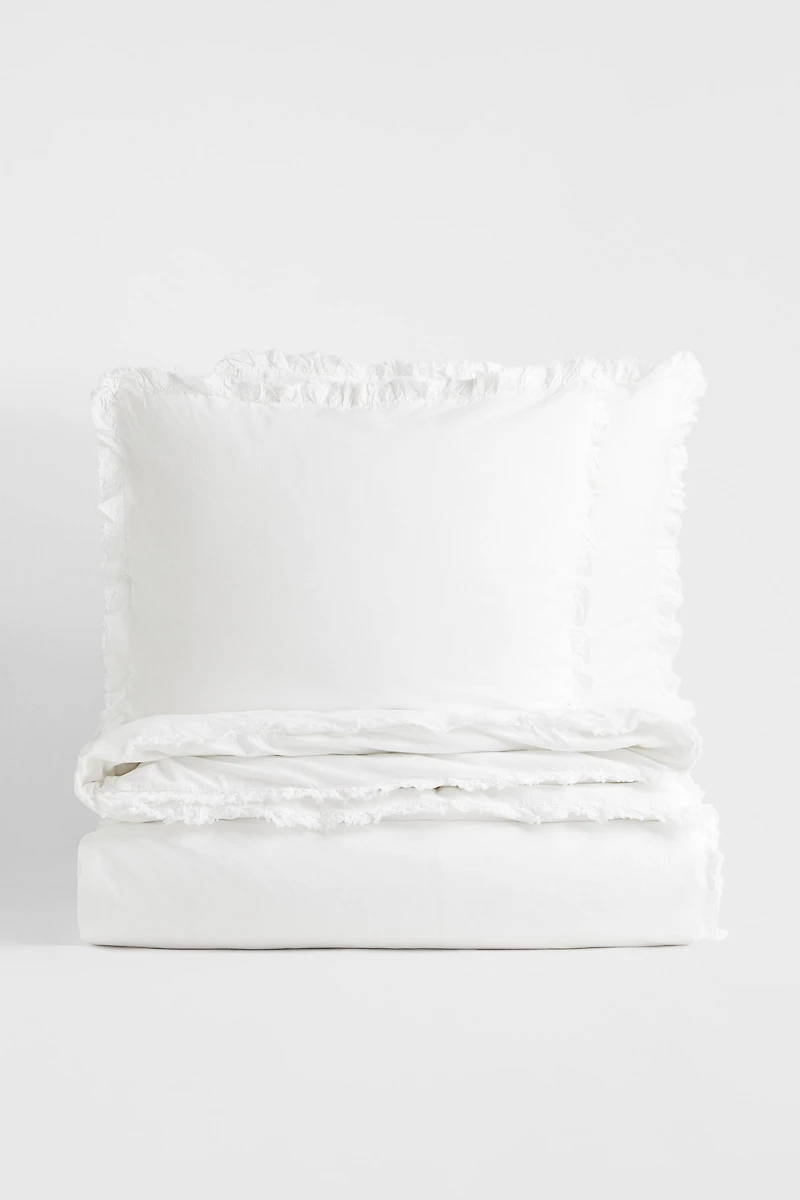 Ruffle-trimmed King/Queen Duvet Cover Set