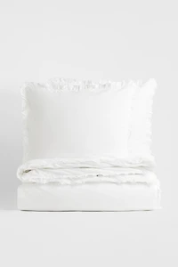 Ruffle-trimmed King/Queen Duvet Cover Set