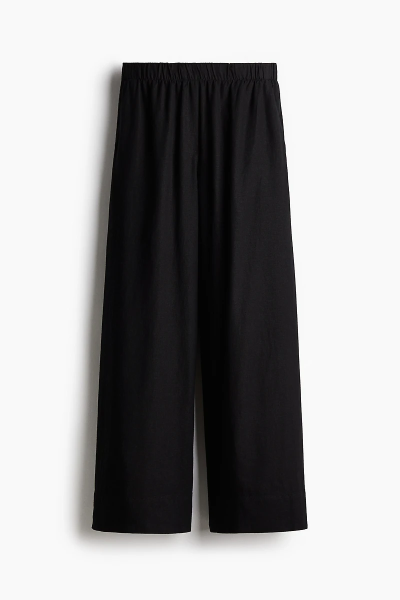 Wide-Leg Linen-Blend Pants