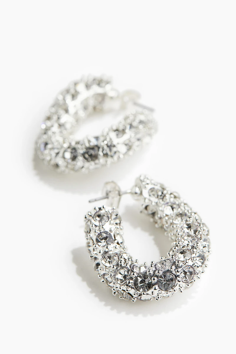Rhinestone-decorated Hoop Earrings